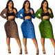 Leopard Printing Lady Skirt Suits Short Coat Bodycon Dress ARM8128