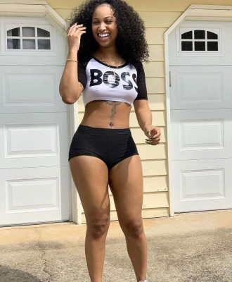 Sexy women's sports suit letter printing two-piece MN8001