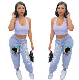 Casual Letter Cartoon Printed Drawstring Trousers CY8011