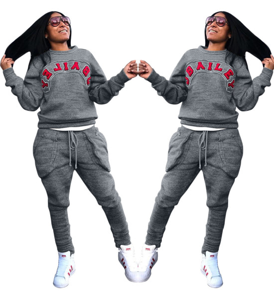 Letter Print Thicken Hoodie Pants Sets LD8213