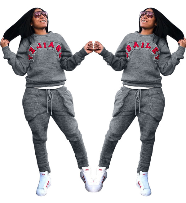 Letter Print Thicken Hoodie Pants Sets LD8213