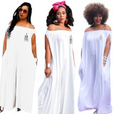 Online Sale Loose Fitting A Word Shoulder Women Jumpsuit LS6179