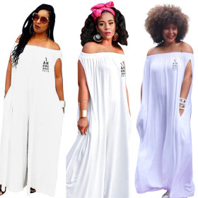Online Sale Loose Fitting A Word Shoulder Women Jumpsuit LS6179