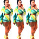 Color Block 3 Pieces Sets Bikini Sets With Cover Ups YSH6033