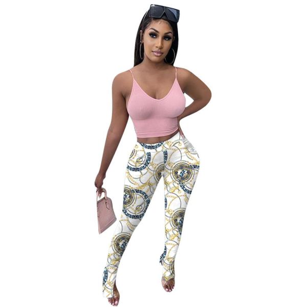 Casual Pattern Printed Split Pants F8296