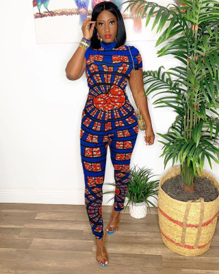 Women's positioning print jumpsuit TK6007