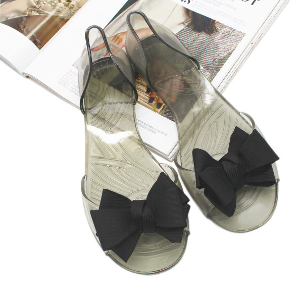Jelly shoes flat with bow fish mouth plastic overshoes QF00101