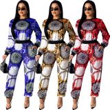 Fashion Leisurewear Comfy Two-Piece Women Printing Sets R6255