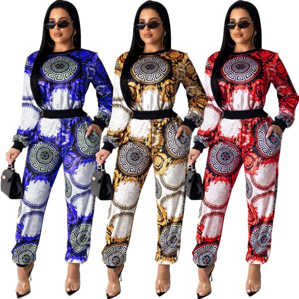 Fashion Leisurewear Comfy Two-Piece Women Printing Sets R6255