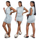 Solid color wide shoulder sexy pleated skirt MY9709