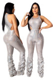 Fashion High Waist Glitter Bodycon Sleeveless Jumpsuit SN3686