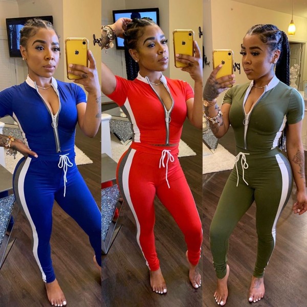 Casual fashion stitching two-piece set KSN5131