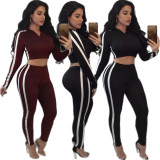 Yoga 2 Pieces Suits Hooded Crop Top Gym Leggings MR135