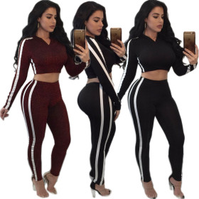 Yoga 2 Pieces Suits Hooded Crop Top Gym Leggings MR135