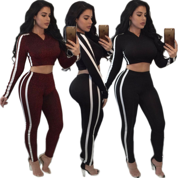 Yoga 2 Pieces Suits Hooded Crop Top Gym Leggings MR135