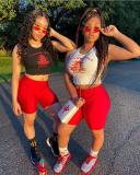 Summer letter printed leisure sports suit two-piece suit DN8390