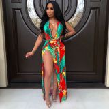 Sexy neck strap V-neck dress SMR9285
