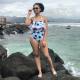 Swimsuit fashionable sexy wave ruffled one-piece W8173