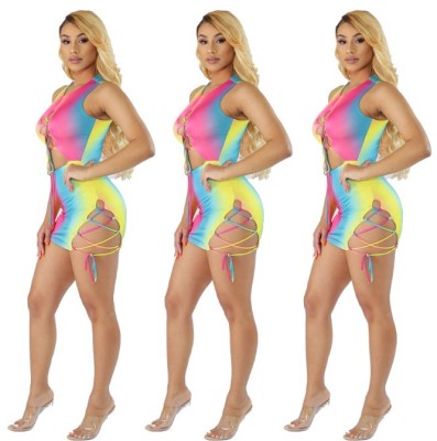 Lace dress, rainbow color QLKG31