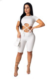 Casual solid color knitted waist jumpsuit TS1051