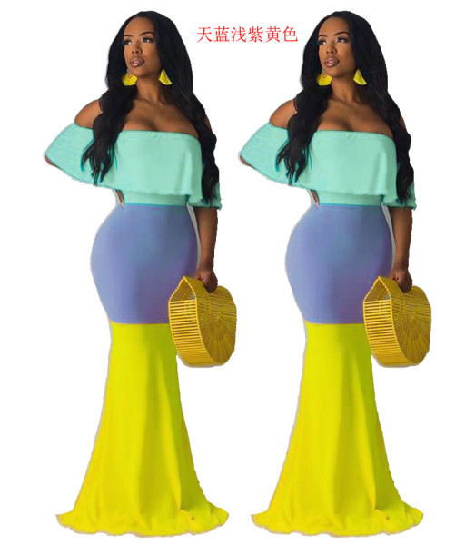 Lotus leaf collar swing fashion casual nightclub sexy dress LZ-601