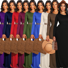 Bodycon Solid Cotton Nip-Waisted Maxi Dresses WMZ1888