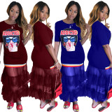 Latest Mesh Pachework Round Neck Layered Dress CM589