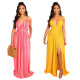 Trendy Condole Belt V Collar Split Dresses X9129