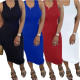 Sleeveless ruched irregular midi dress BN052