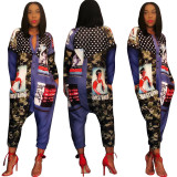 Street Wear Print Wide Leg Jumpsuits SY8310