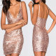 Slim Bodycon V Collar Sequin Dress For Women KLY1829