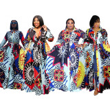 Euramerican Printing Belted Long Dress With Pocket SMD7019