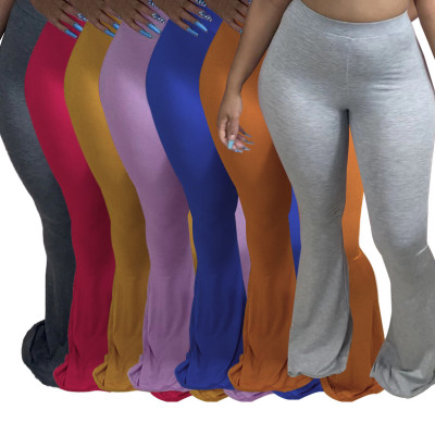 Womens autumn sexy casual stretch skinny big flared trousers QZ5012