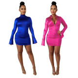 Women's Solid Color Pleated Reversible Dress SH7148