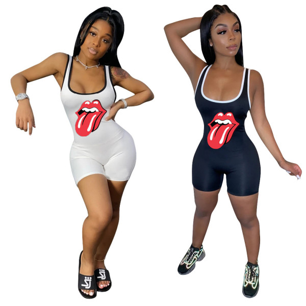 Short printed casual sports jumpsuit R629701