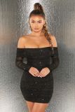 Fashion women's glitter double layer dress WMZ2522