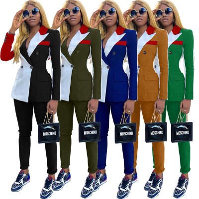 Explosion Models Casual Sets Colors Patchwork Suit Women Solid Pants KSN5090