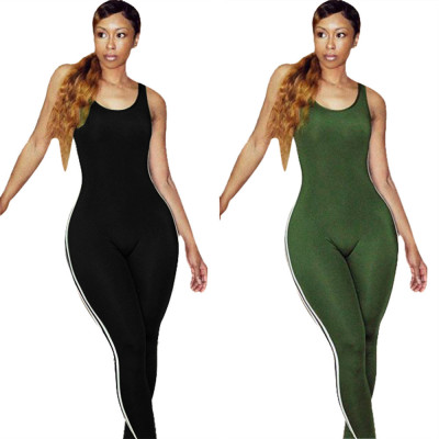 Slim Bodycon Backless Sport Sleeveless Tight Jumpsuit LS6081