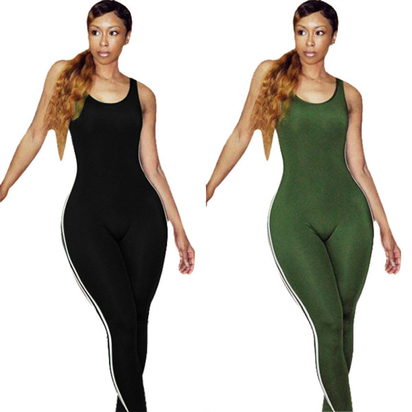 Slim Bodycon Backless Sport Sleeveless Tight Jumpsuit LS6081