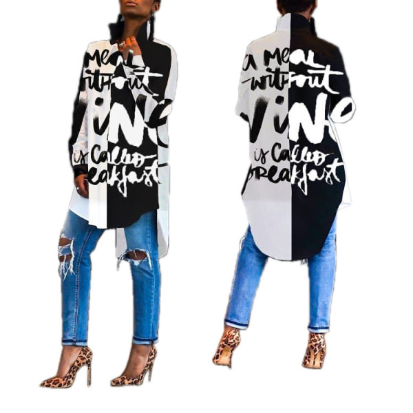 Casual Digital Printing Polo Collar Long Shirt ORY5089