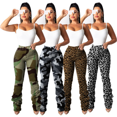 Euramerican Women Pleated Pants Printing Long Bottoms MD280