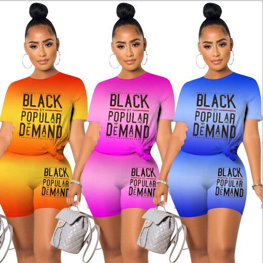 Alphabet sports casual printed gradient women's two-piece suit MN1007