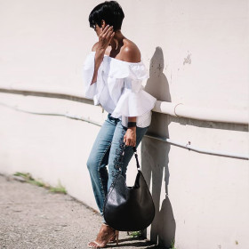 Casual Ruffle Off Shoulder Flare Sleeve White Top ORY5066