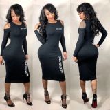 Casual Slim Bodycon Cold-Shoulder Dress ORY5073