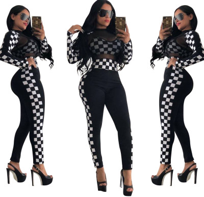 Plaid Sports Bodycon Jumpsuits XY1878