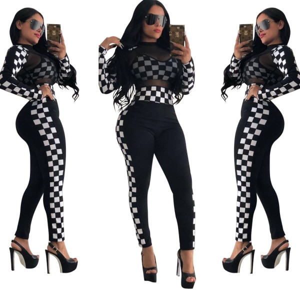 Plaid Sports Bodycon Jumpsuits XY1878
