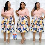 Elegant Women Short Sleeves Floral Print Midi Dress XL8823
