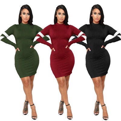 Long Sleeves Slim Women Autumn Bodycon Dress WMZ2346