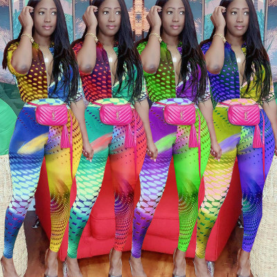 Long positioning print slim-fit jumpsuit HHM6337