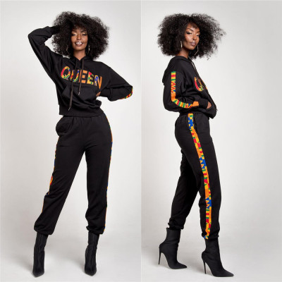 Hooded Printing Patchwork Casual Sets For Daily Wear LS6211